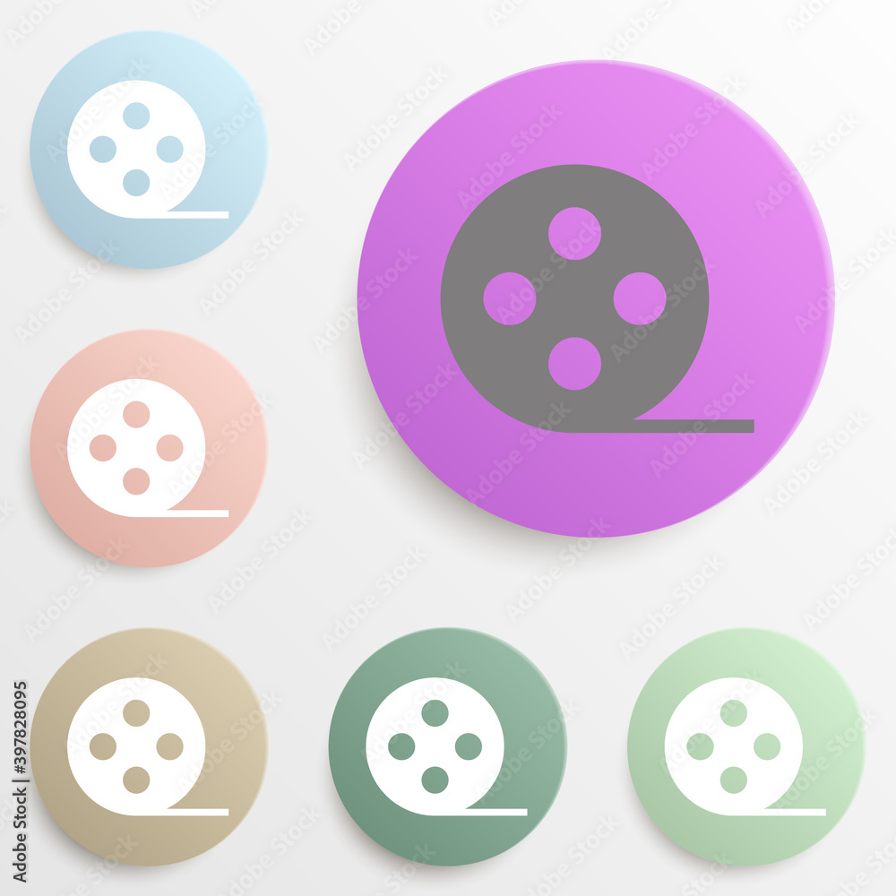 film reel badge color set. Simple glyph, flat vector of web icons for ui and ux, website or mobile application film reel badge color set. Simple glyph, flat vector of web icons for ui and ux, website or mobile application