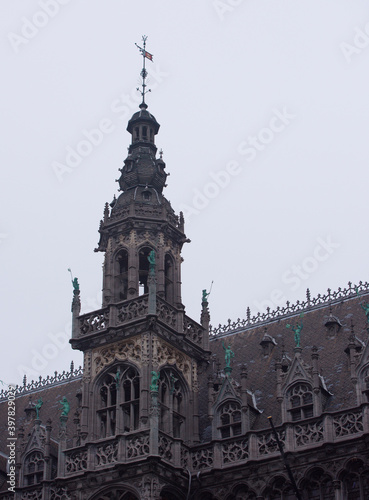 On the Grand Place Square is City Hall. The weather is cloudy