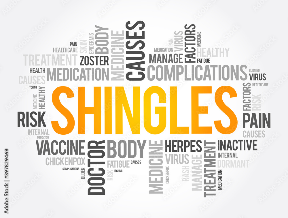 Shingles word cloud collage, health concept