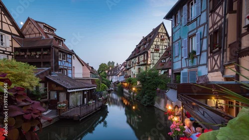 Day to night Time-lapse of Historic town of Colmar, France