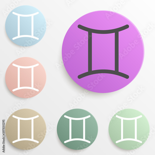 zodiac twins of mercury badge color set. Simple glyph  flat vector of web icons for ui and ux  website or mobile application