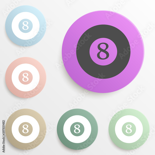 billiard ball badge color set. Simple glyph, flat vector of web icons for ui and ux, website or mobile application