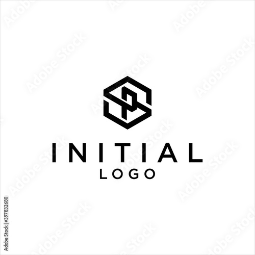 Geometric Initial SP PS Logo Design Vector