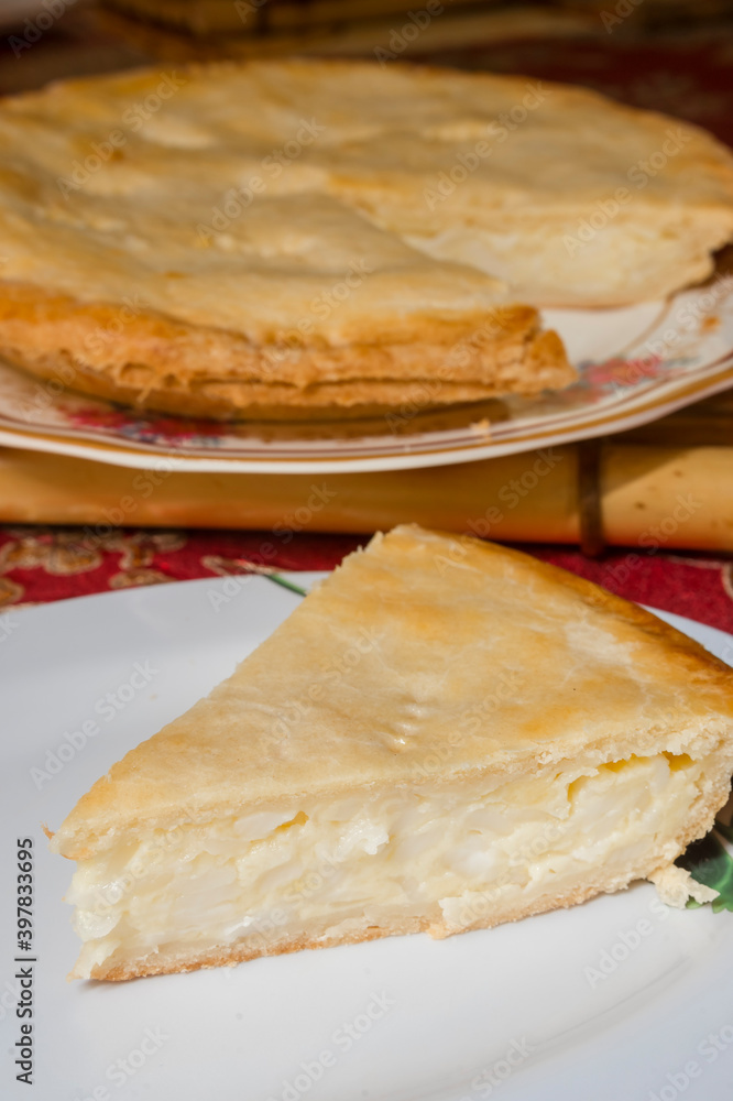 A slice of buko pie, a Filipinostyle coconut pie made of fresh, tender