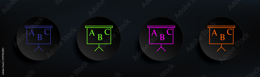 board with alphabet dark badge color set. Simple thin line, outline vector of education icons for ui and ux, website or mobile application board with alphabet dark badge color set. Simple thin line, outline vector of education icons for ui and ux, website or mobile application