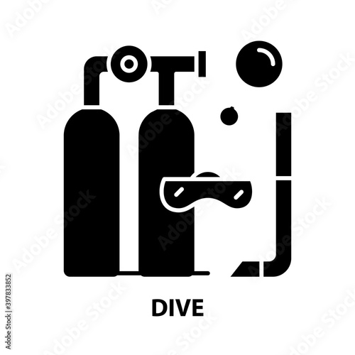 dive icon, black vector sign with editable strokes, concept illustration