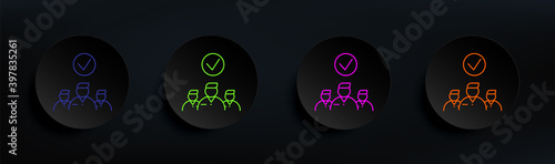 distinguished employee dark badge color set. Simple thin line, outline vector of interview icons for ui and ux, website or mobile application