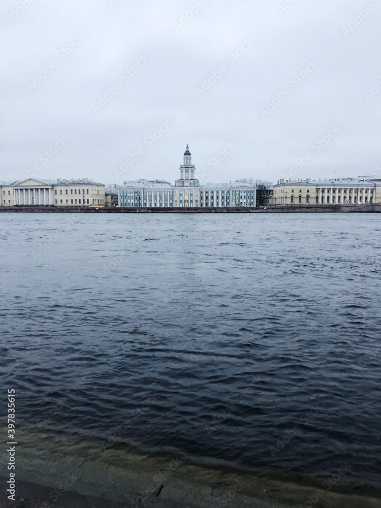 Beautiful landscape river and architecture of Saint Petersburg