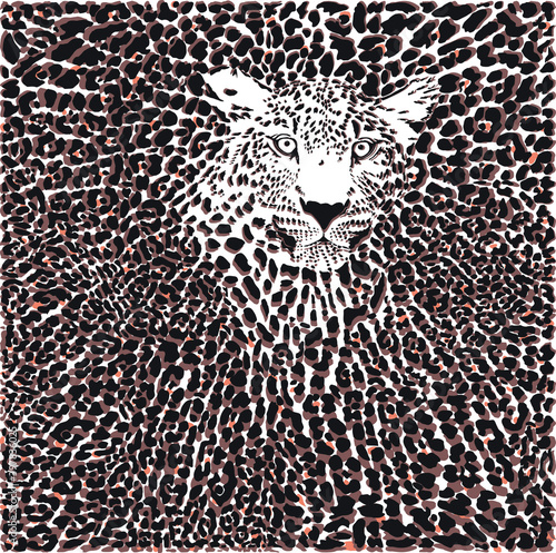 Leopard skin and head background