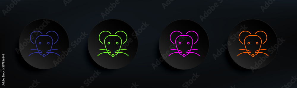 rat dark badge color set. Simple thin line, outline vector of Scientifics study icons for ui and ux, website or mobile application rat dark badge color set. Simple thin line, outline vector of Scientifics study icons for ui and ux, website or mobile application