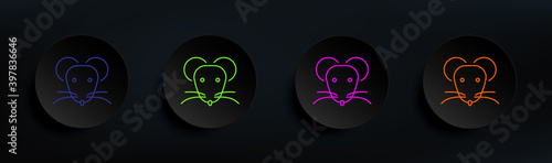 rat dark badge color set. Simple thin line, outline vector of Scientifics study icons for ui and ux, website or mobile application