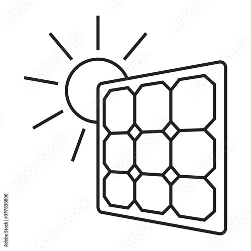 Line art vector icon a renewable energy solar panels for apps or websites