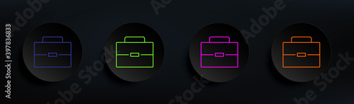 bag dark badge color set. Simple thin line, outline vector of Scientifics study icons for ui and ux, website or mobile application