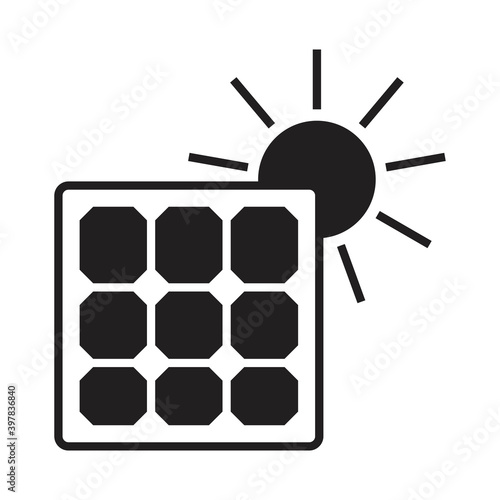 Solar panel with sun flat icon for apps or websites