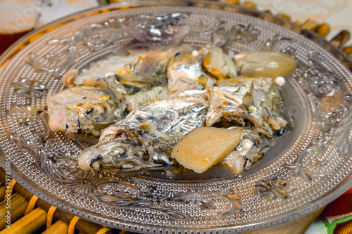 Paksiw na Sapsap, a simple Filipino dish made with Butterfish stewed in vinegar. photo