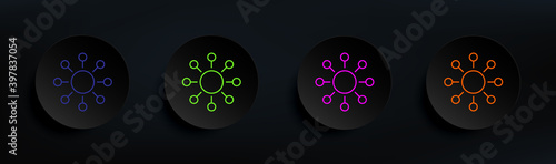 virus dark badge color set. Simple thin line, outline vector of Scientifics study icons for ui and ux, website or mobile application