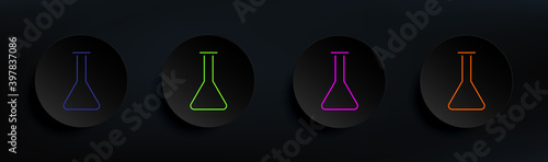 flask dark badge color set. Simple thin line, outline vector of Scientifics study icons for ui and ux, website or mobile application