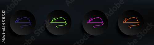 mouse dark badge color set. Simple thin line, outline vector of Scientifics study icons for ui and ux, website or mobile application