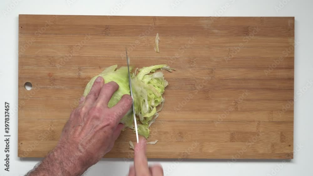 Slicing  cabbage stop motion video .