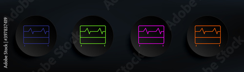 cardiogram dark badge color set. Simple thin line, outline vector of Scientifics study icons for ui and ux, website or mobile application