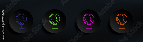 earth global dark badge color set. Simple thin line, outline vector of Scientifics study icons for ui and ux, website or mobile application