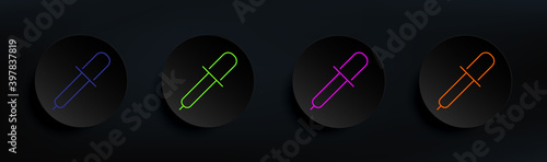 pipette dark badge color set. Simple thin line, outline vector of Scientifics study icons for ui and ux, website or mobile application