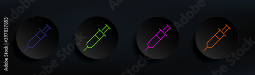 syringe dark badge color set. Simple thin line, outline vector of Scientifics study icons for ui and ux, website or mobile application
