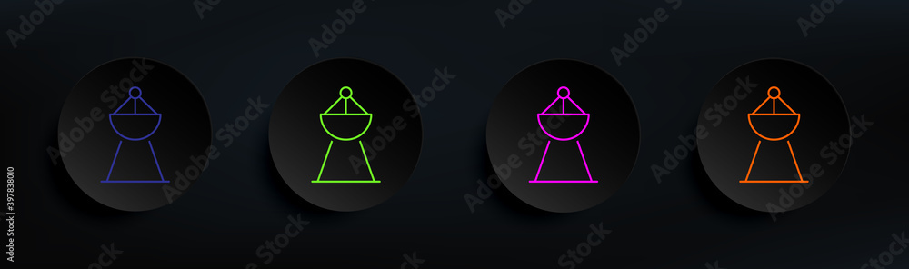 radar dark badge color set. Simple thin line, outline vector of Scientifics study icons for ui and ux, website or mobile application radar dark badge color set. Simple thin line, outline vector of Scientifics study icons for ui and ux, website or mobile application