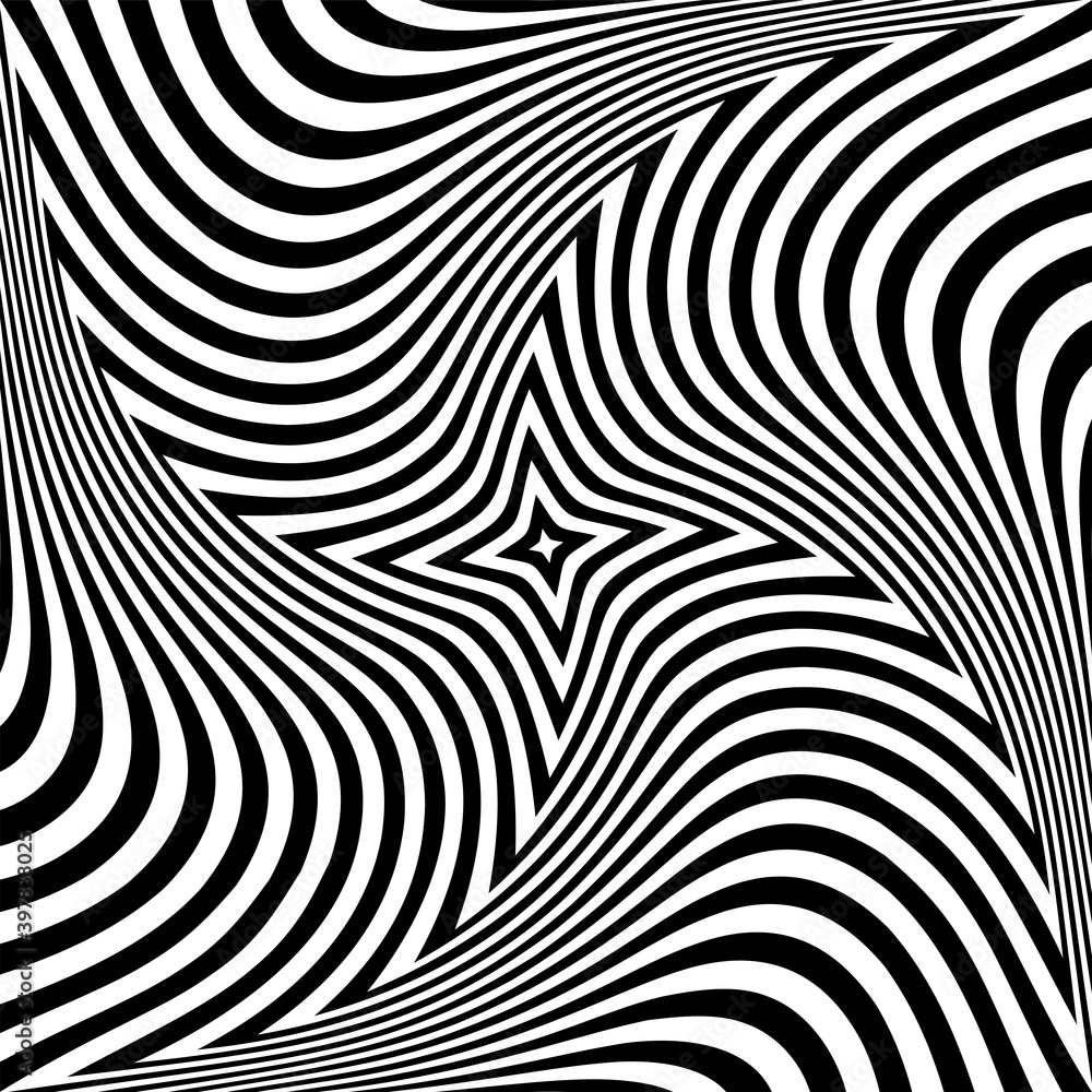 Whirl twisting movement illusion. Abstract op art design.