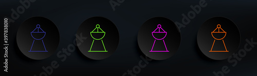 radar dark badge color set. Simple thin line, outline vector of Scientifics study icons for ui and ux, website or mobile application