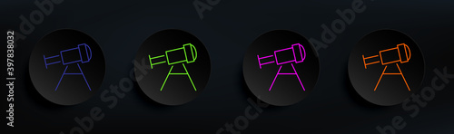 telescope dark badge color set. Simple thin line, outline vector of Scientifics study icons for ui and ux, website or mobile application