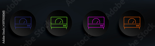 speedometr dark badge color set. Simple thin line, outline vector of Scientifics study icons for ui and ux, website or mobile application