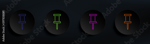 pin dark badge color set. Simple thin line, outline vector of Scientifics study icons for ui and ux, website or mobile application