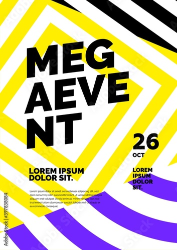 Poster design with abstract colored shapes on white background for fun event, party or competition.