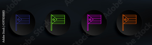Cuba dark badge color set. Simple thin line, outline vector of flags icons for ui and ux, website or mobile application