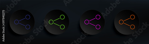 conjugate dark badge color set. Simple thin line, outline vector of material icons for ui and ux, website or mobile application