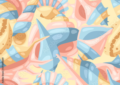 Seamless pattern with seashells.