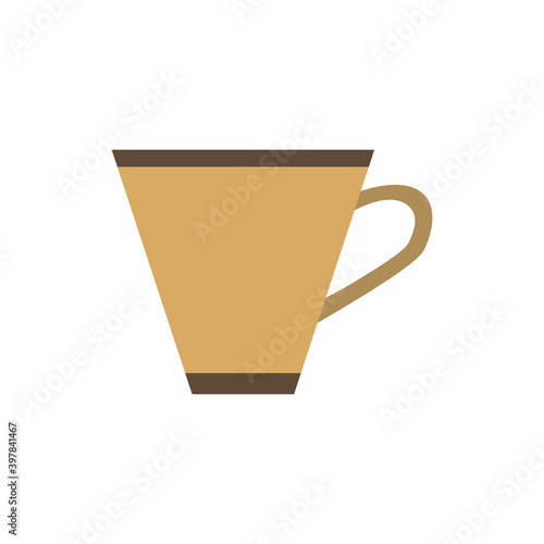 A cup of coffee isometric flat design. Colored cup. Home comfort. Vector illustration.