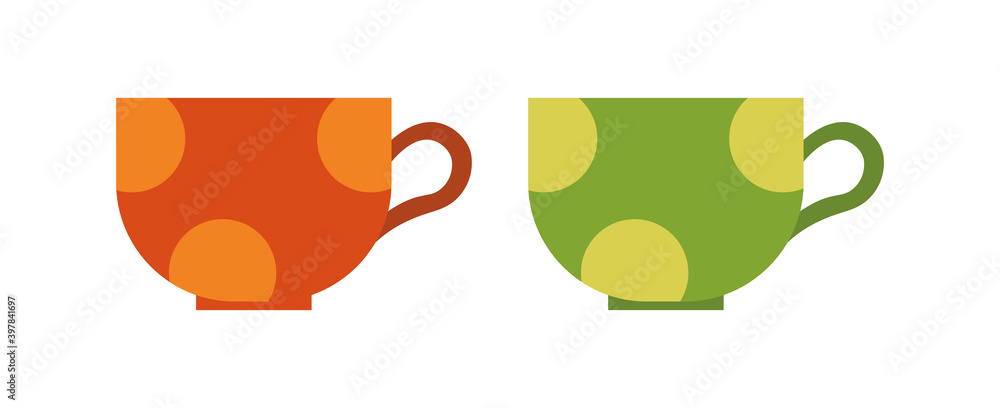 A cup emoji set of coffee isometric flat design. Colored cup. Home comfort. Hot coffee and tea. Vector illustration. A cup emoji set of coffee isometric flat design. Colored cup. Home comfort. Hot coffee and tea. Vector illustration.
