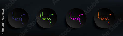 Arm cellulite surgery dark badge color set. Simple thin line, outline vector of anti agies icons for ui and ux, website or mobile application