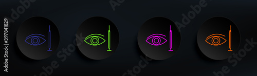 eye silicone surgery beauty dark badge color set. Simple thin line, outline vector of anti agies icons for ui and ux, website or mobile application