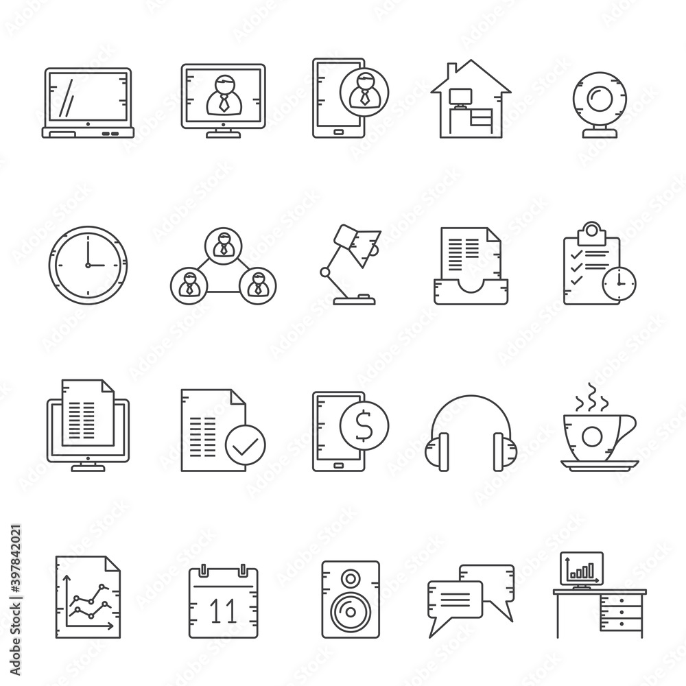 Line, Business and home office icons - vector icon set Line, Business and home office icons - vector icon set