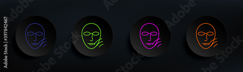 Beauty, cosmetic skin, ultra dark badge color set. Simple thin line, outline vector of anti agies icons for ui and ux, website or mobile application