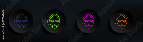 Mask beauty antiaging dark badge color set. Simple thin line, outline vector of anti agies icons for ui and ux, website or mobile application