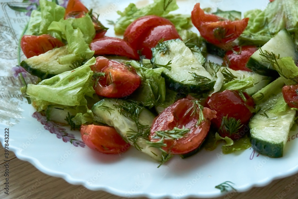 Fresh vegetable salad, tomatoes, cucumber chinese cabbage. Fresh vegetable salad, tomatoes, cucumber chinese cabbage.