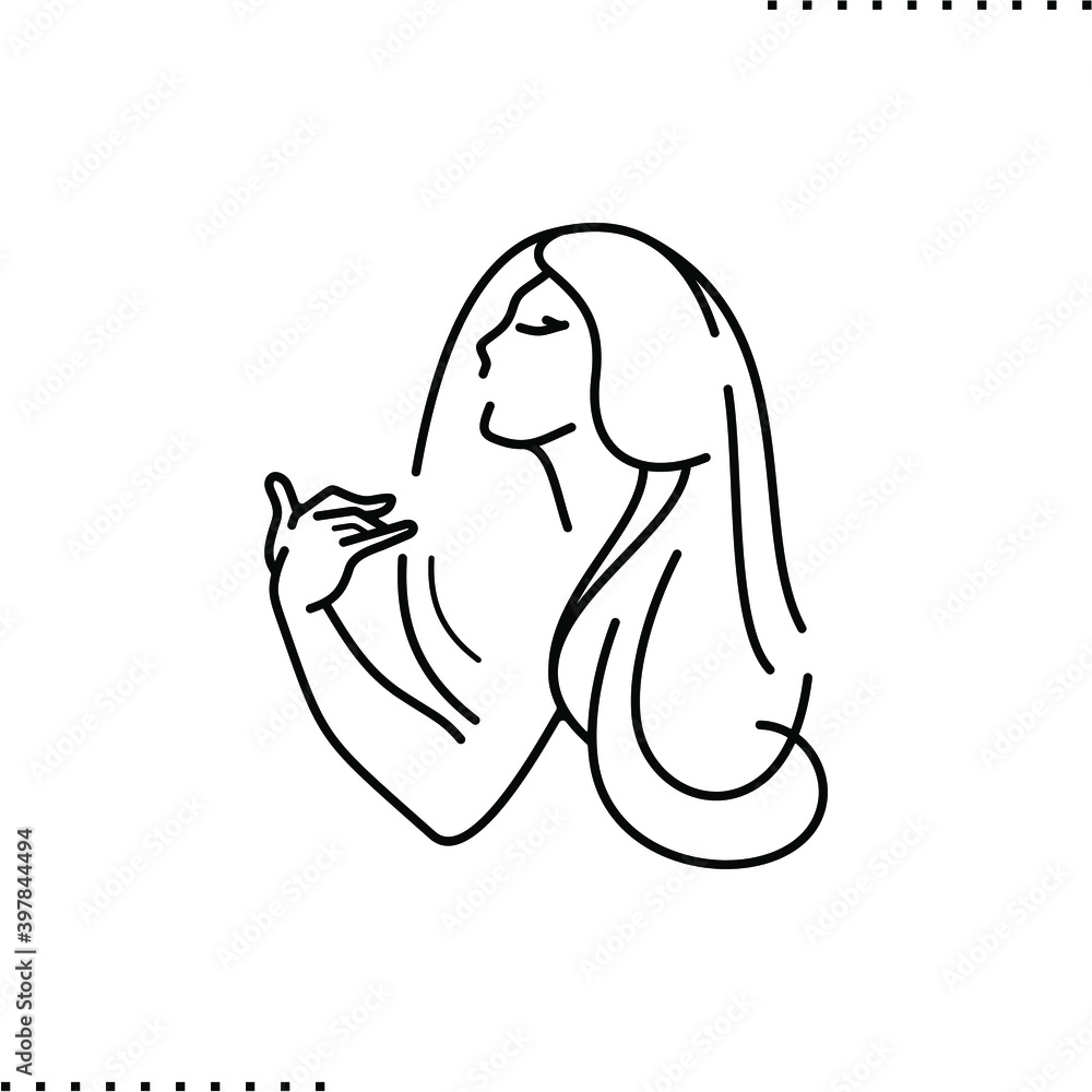 woman with long hair smells the scent vector icon in outlines woman with long hair smells the scent vector icon in outlines