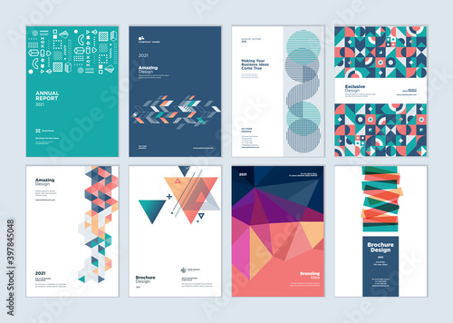 Set of brochure, business plan, annual report, cover design templates. Vector illustrations for business presentation, business paper, corporate document, flyer and marketing material.