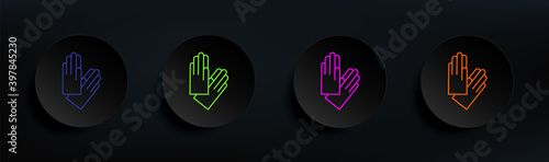 gloves dark badge color set. Simple thin line, outline vector of clothes icons for ui and ux, website or mobile application