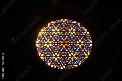 Light coming through a rose window reflected on floor パルマ・デ・マヨルカ大聖堂 (スペイン）