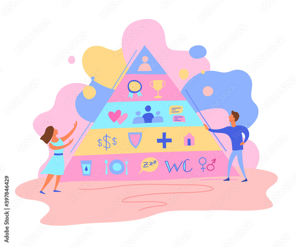 Cartoon Color Characters People and Basic Needs Concept. Vector Cartoon Color Characters People and Basic Needs Concept. Vector